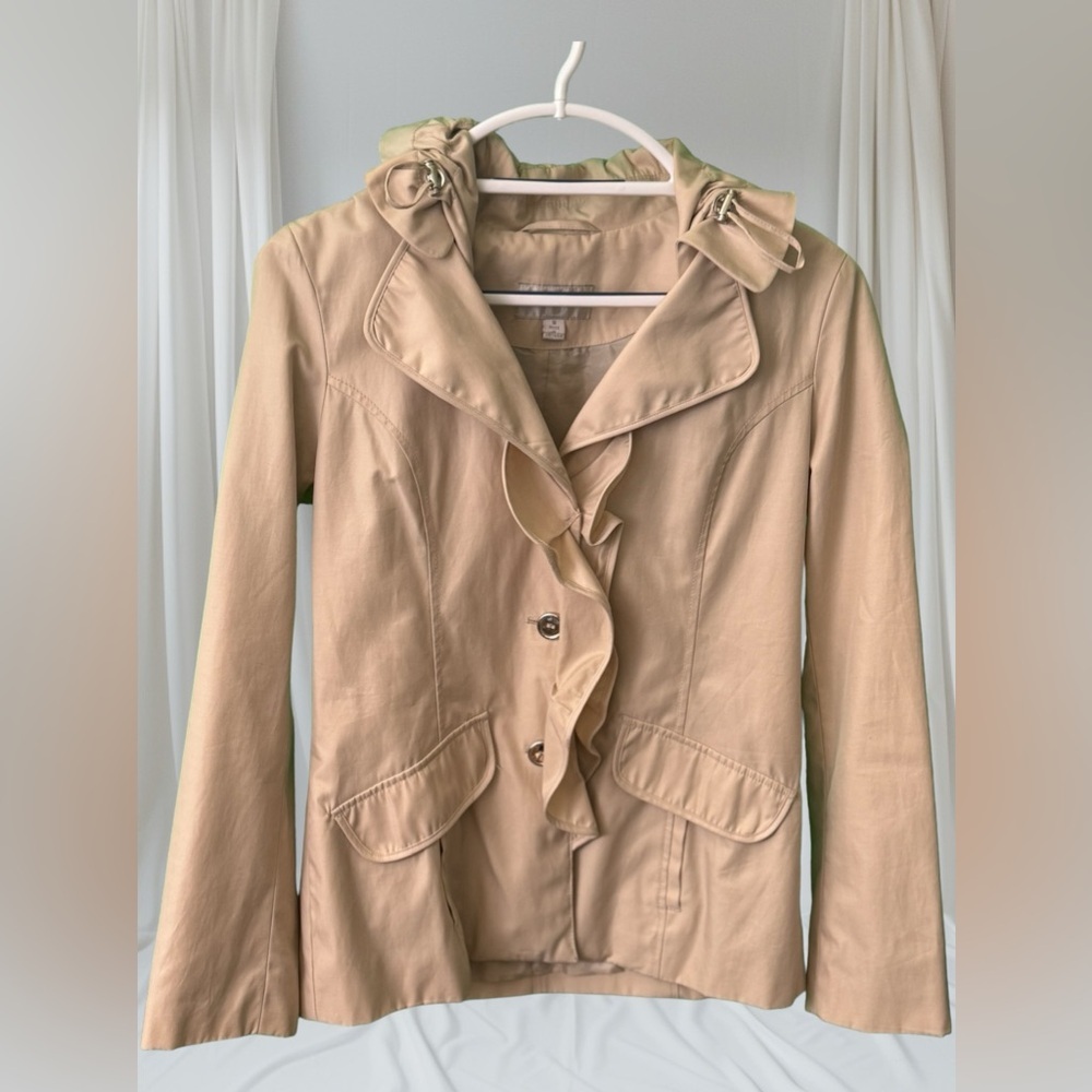 Breton Tan Jacket Ruffle Detail Size Small - Picture 2 of 9